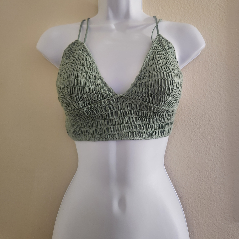 PINK Victoria's Secret Green Smocked Bralette